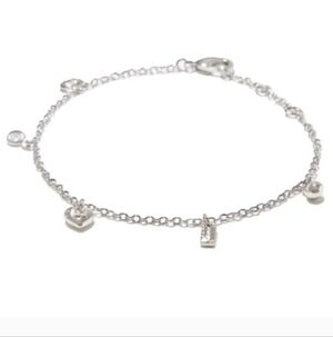 Coach Charm Bracelet Silver With Monogram Logo Heart NWT